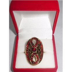 8CTW RED INFINITY BRASS ADJUSTABLE RING