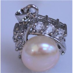 PEACH PEARL AND CZ PENDANT