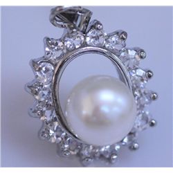 WHITE PEARL AND CZ PENDANT