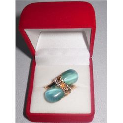 8CTW AQUA EGGPLANT BRASS RING;SIZE-7