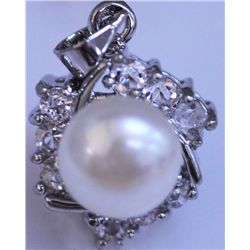 WHITE PEARL AND CZ PENDANT