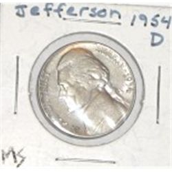 1954-D JEFFERSON NICKEL *RARE MS HIGH GRADE-NICE EARLY COIN!! NICKEL CAME OUT OF SAFE!!