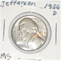 1956-D JEFFERSON NICKEL *RARE MS HIGH GRADE-NICE EARLY COIN!! NICKEL CAME OUT OF SAFE!!