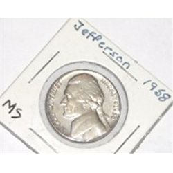1958 JEFFERSON NICKEL *RARE MS HIGH GRADE-NICE EARLY COIN!! NICKEL CAME OUT OF SAFE!!