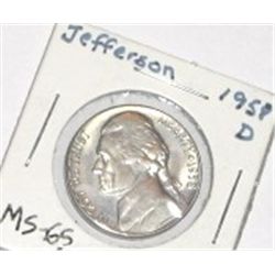 1958-D JEFFERSON NICKEL *RARE MS-65 HIGH GRADE-NICE EARLY COIN!! NICKEL CAME OUT OF SAFE!!