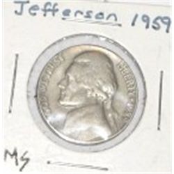 1959 JEFFERSON NICKEL *RARE MS HIGH GRADE-NICE EARLY COIN!! NICKEL CAME OUT OF SAFE!!