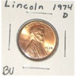 1974-D LINCOLN PENNY *RARE BU MS HIGH GRADE*!! PENNY CAME OUT OF SAFE!!