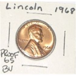 1968 LINCOLN PENNY *RARE PROOF-65 BU HIGH GRADE*!! PENNY CAME OUT OF SAFE!!