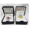 Image 1 : 2 Gold Plated Amethyst & Topaz Rings w/ CZ's