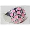 Image 2 : Women's Pink Checkerboard Style Fashion Rhinestone