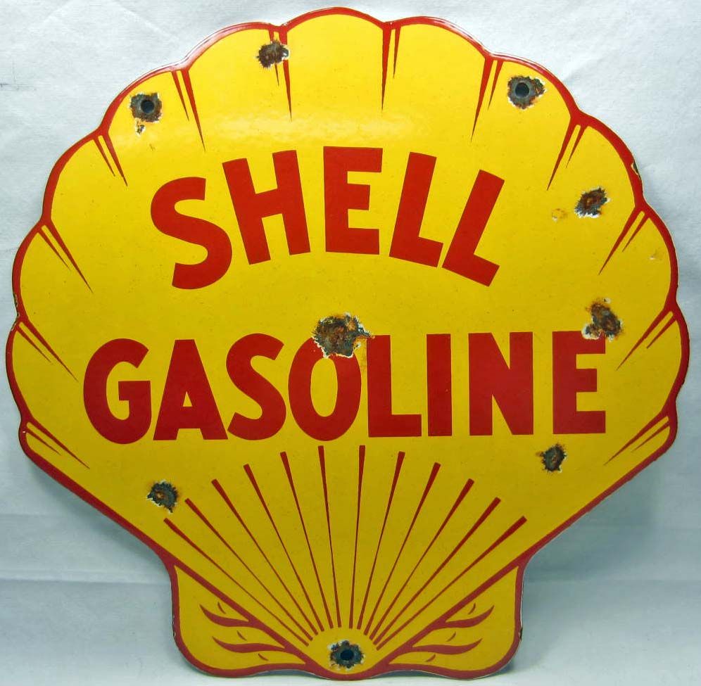 SHELL GASOLINE PORCELAIN ADVERTISING SIGN