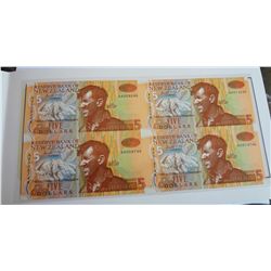 New Zealand 1992 5 Dollars Uncut Block of 4 Presentation Pack