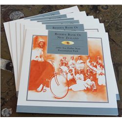 New Zealand 1993 10 Dollars Uncut Pair Presentation Pack Lot of 6