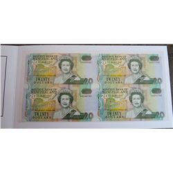 New Zealand 1992 20 Dollars Uncut Block of 4 Presentation Pack