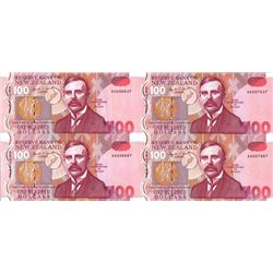 New Zealand 1992 100 Dollars Uncut Block of 4 Presentation Pack