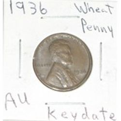 1936 Wheat Penny AU Keydate*