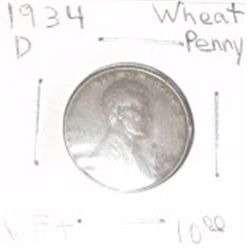 1934 D Wheat Penny VF+ *