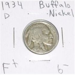 1934 D Buffalo Nickel F+
