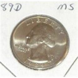 1989 D  Quarter  MS  *
