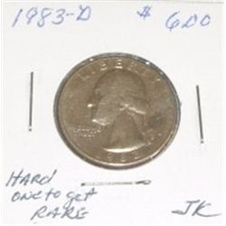 *** 1983 D  Quarter  XF  *Rare*  ***