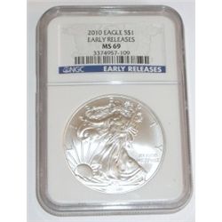 *** 2010 Silver Eagle  *MS69*  1oz. Pure Silver  Beautiful Coin***