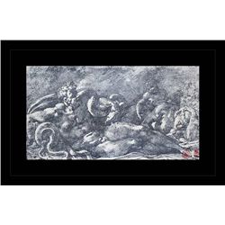 ANTIQUE GALLERY STAMPED LITHOGRAPH