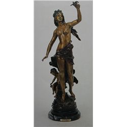 "TURBANED BIRD GIRL" BRONZE SCULPTURE - A. MOREAU