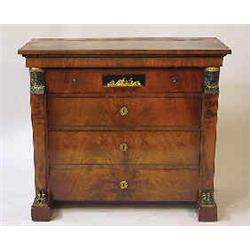 A secrétaire mahogany, empire, Stockholm, early 19 th century, minor veneer damage, cracked on drop-