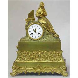 A mantel clock gilded bronze, late empire, France, face marked Foubert A. Laval, h 36 cm; part of or