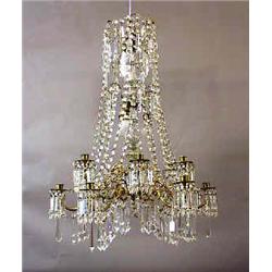 A chandelier 19 th century, 12-branched, frame in gilded brass, elektrified, h 95 cm 8.000-10.000...