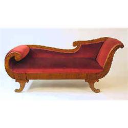 A daybed birch, 19 th century, length 180 cm; veneer damaged 4.000-6.000...