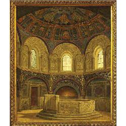 Heinrich Hansen (1821-1890) oil on canvas, signed with monogram and marked Ravenna, church, interior