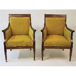 A pair of armchairs mahogany, late empire style, 20 th century, Sweden 3.000-5.000...