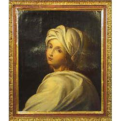 Artist unknown oil on canvas, antique, after Guido Reni (1575-1642), portrait of Beatrice Cenci, 61.