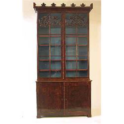 A bookcase birch, new gotik, Sweden, 19 th century, w 122 cm, h 246 cm 12.000-15.000...