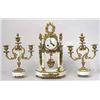 Image 1 : A three-piece garniture white marble, 19 th century, signed MC on top, clocks h 38 cm 6.000-8.000...