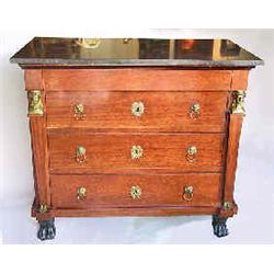 A chest mahogany with granite top, likely north Germany, early 19 th century, 97 x 56 cm; cracks on.