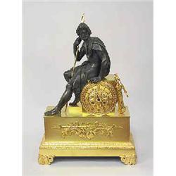 A mantle clock bronze and brass, empire, 1810, h 56 cm, length 38 cm 25.000-30.000...