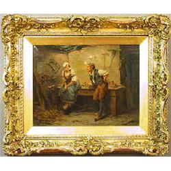 Artist unknown (indistinctly signed) oil on canvas, 19 th century, 25 x 33 cm, in contemporary frame