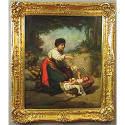 Artist unknown (indistinctly signed) oil on canvas (laid on canvas), signed 1875, 76 x 63 cm 20.000-