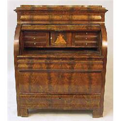 A cylinder bureau mahogany, biedermeier, Denmark, h 130 cm, w 103 cm; cracks 8.000-10.000...