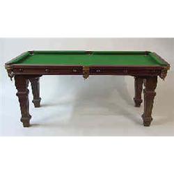 A pool table mahogany, E.J. Riley Accrington England, turn of the century 1800/1900, 164 x 88 cm 6.0