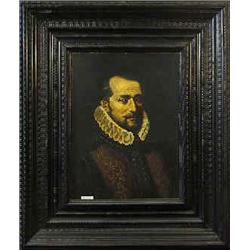 Artist unknown portrait in oil presumably representing Ambroise Paré (1510-1590), the father of mode