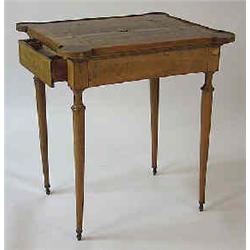 A gaming table polished walnut and fruitwood, ca. 1780, brass inlays, 77 cm; wear 8.000-10.000...