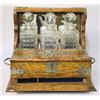 Image 1 : A decanter box with 3 decanters England, baroque style, second half of 19 th century, polished oak,.