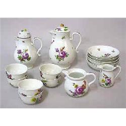 A tea and coffee set porcelain, Vienna, Austria, 18th.century, chipped, later lid on teapot, 10.000-