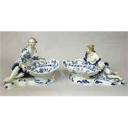 A pair of figurines porcelain, Meissen, h 20 cm, length 32 cm; minor damage 12.000-15.000...