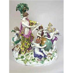 A group of figures porcelain, Meissen, h 40 cm, length 35 cm; minor damage 40.000.60.000...