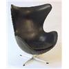 Image 1 : An armchair black leather with steel frame, Denmark Fritz Hansen, design Arne Jacobsen 1958, "The Eg