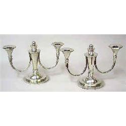 A pair of candelabras silver, art deco, imported by Hoff, Helsingborg, Sweden 1931, h 18 cm 6.000-8.